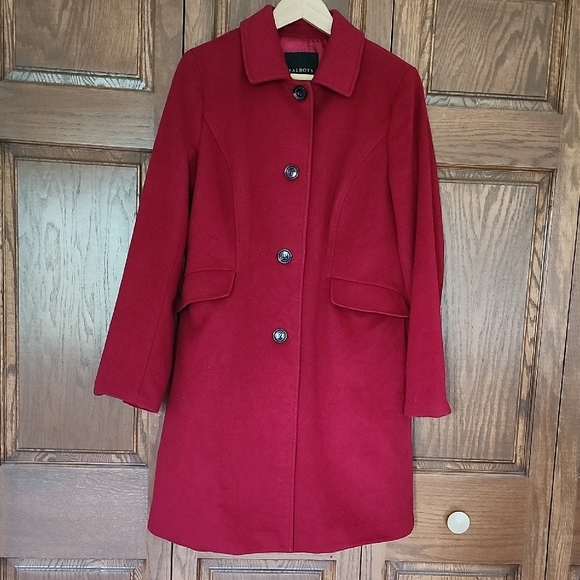 Talbots Mid-length Wool Cashmere Crimson Button Front Lined Women's Coat Size 10 - Picture 1 of 9
